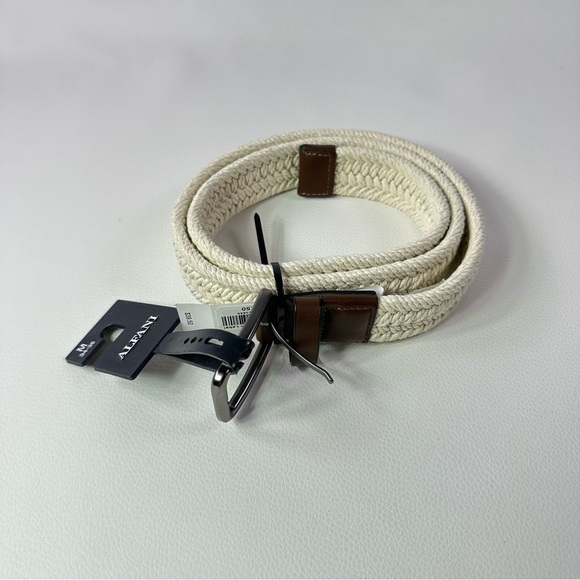 Alfani Other - NEW Men’s Alfani Cream Woven Belt SZ M 34-36